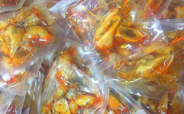 香辣牛牛肉、鮑螺肉